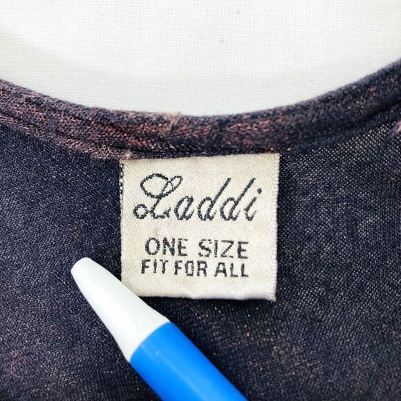 Laddi Vtg Dress Long Maxi Paisley Black One Size Indian Beach - Picture 3 of 11